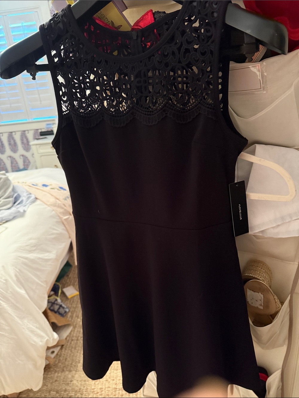 Lulu's Black Sleeveless Lace Yoke Mini Dress